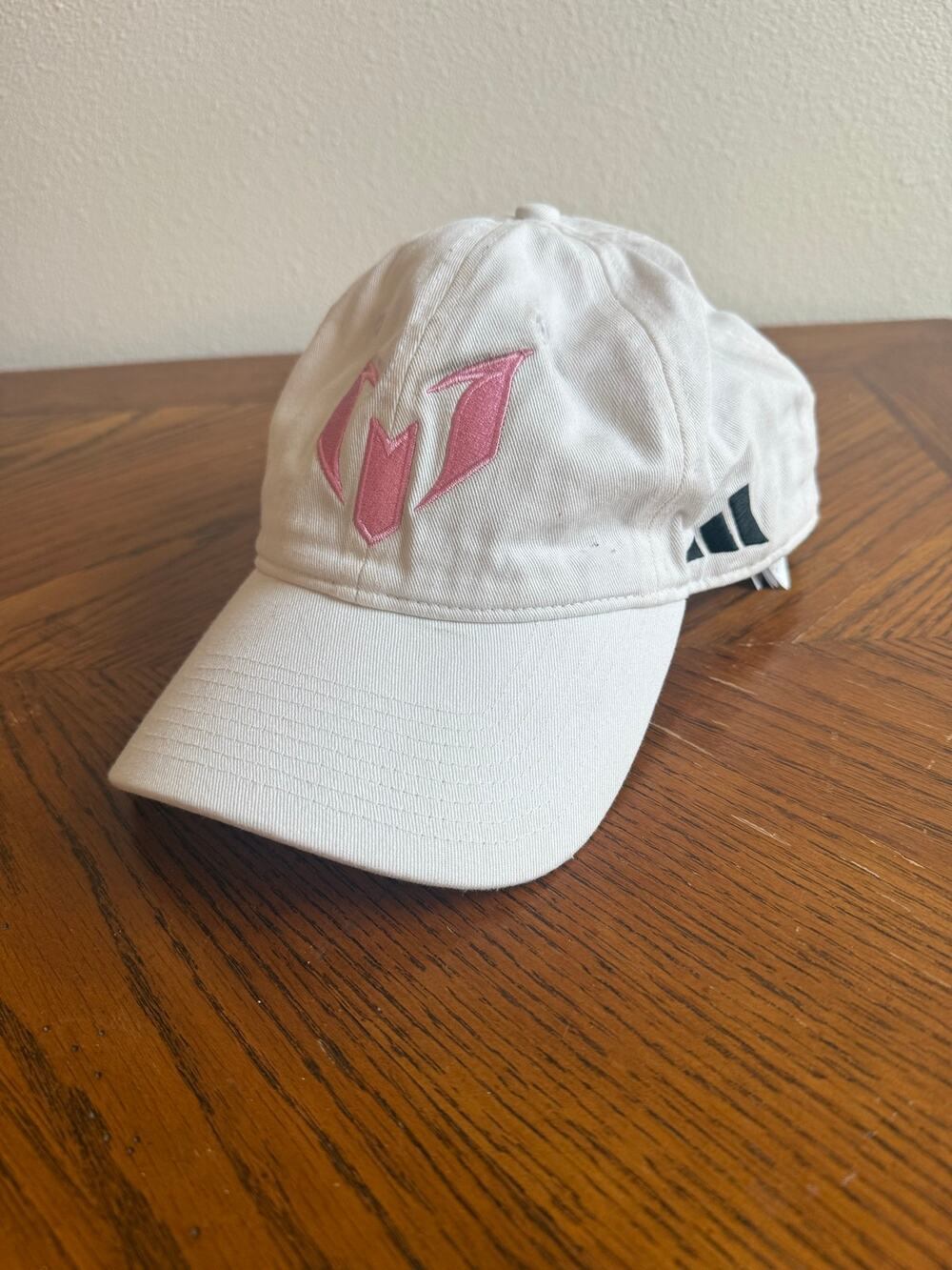 Adidas White Pink Lionel Messi Dad Hat Baseball Cap One Size